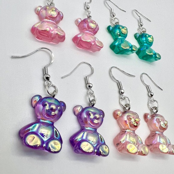Gummy Bear Earrings - Metallic Earrings - Baby Shower Earrings - Gender Reveal - Picture 3 of 10